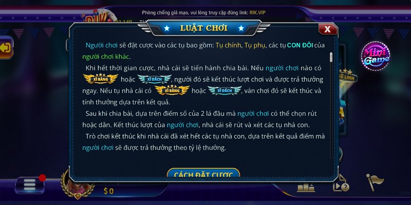 Cách chơi game Xì dách Rikvip chuẩn xác nhất 