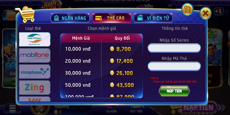 Với Rikvip nhiều người ưa thích sử dụng nạp tiền bằng thẻ cào điện thoại vì tính bảo mật Với Rikvip nhiều người ưa thích sử dụng nạp tiền bằng thẻ cào điện thoại vì tính bảo mật