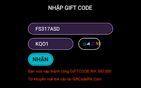 Nhập Giftcode Rikvip